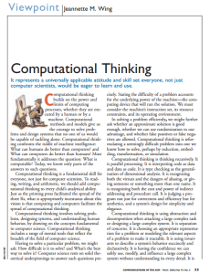 Communications of the ACM -lehden kolumni vuodelta 2006, kirjoittanut Jeannette M. Wing